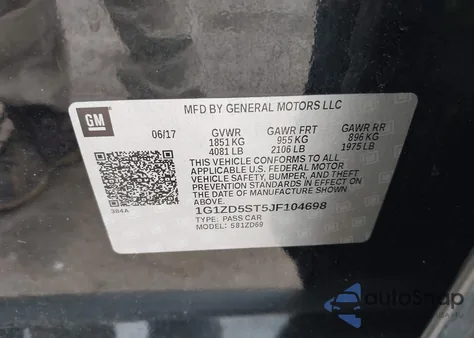 2018 Chevrolet Malibu Lt z USA, uszkodzony, nr VIN 1G1ZD5ST5JF104698